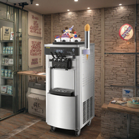 Machine à crème glacée molle 2 + 1 saveur Nouveau double compresseur Fonction de pré-refroidissement Pompe à air Pompe à engrenages Composants principaux Eau de lait