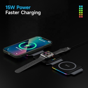 Cargador inalámbrico 3 en 1 plegable magnético de carga rápida de 15W para IPhone para Apple <span class=keywords><strong>Watch</strong></span> para <span class=keywords><strong>AirPods</strong></span> para Samsung <span class=keywords><strong>Galaxy</strong></span> Buds - Product Image 5