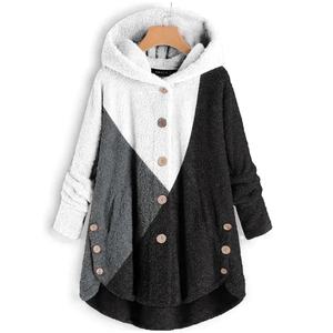 Nuevo Producto de Moda, Ropa Femenina, Chaqueta con Capucha y Botones Estilo Europeo y Americano, Corte Irregular - Product Image 4