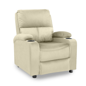 Factory <b>Direct</b> Sale Velvet Modern Cinematic Recliner Chair with Extendable Massage Cups Holder-Light Beige-NZ70 - Product Image 4