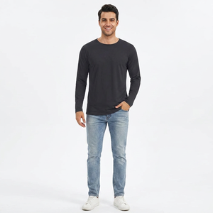 Custom Private Label Quality Full Sleeve T Shirts Low Moq Long Sleeve Solid Color T Shirt - Product Image 1