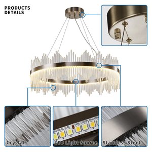 โคมไฟระย้าสไตล์มินิมอลสำหรับห้องนั่งเล่น โคมไฟคริสตัล LED โมเดิร์น รุ่น HM-YL-006 โคมไฟห้อยเพดานหรูหรา HM-YL-006 - Product Image 4