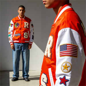 Chaquetas Varsity Personalizadas con Bordado de Logotipo al por Mayor, Chaquetas <span class=keywords><strong>Letterman</strong></span> en Blanco, Chaquetas Varsity de Tallas Grandes para Equipos de Béisbol, Unisex, Primavera - Product Image 4