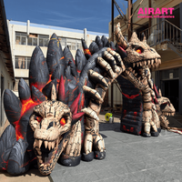 Porte du Dragon Infernal Gonflable de 4m avec Effet de Lave et Bras de Squelette Yeux Rouges pour Décoration d'Événements d'Halloween et de Maisons Hantées