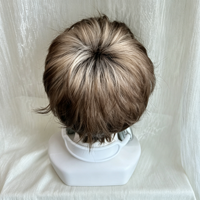 Peluca 100% de cabello humano estilo coreano, lisa y rizada, con degradado dorado, marrón y negro, con micro-ondas rotas, hecha a mano, para un look atractivo y con personalidad.