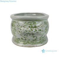 Pot Bunga Keramik RZSC68-G Vintage Green Dragon Porcelain Planter Bath Chinoiserie Tradisional