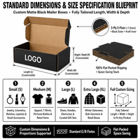 Boîtes d'expédition en carton ondulé noir mat imprimées sur mesure, pliables, pour vêtements et électronique