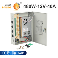 BLD-12V-40A-480W 18CH Boîtier d'alimentation transformateur de lampe à pleine puissance avec surveillance, 110/220V AC, sorties multiples