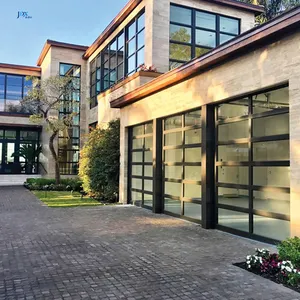 Porte de garage moderne en verre polycarbonate incassable Portes moustiquaires de garage coulissantes en verre pliable pour villa