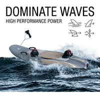 Planche de surf électrique en fibre de carbone, coque en PVC, 15 kW, vitesse de 60 km/h, autonomie de 32 km, design à trois ailerons, certifiée CE et MSDS, prête à être expédiée