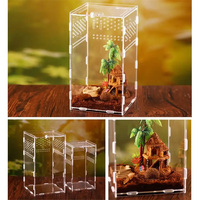 Acrylique Reptile Boîte D'alimentation Insecte Prier Lézard Maison Cage Terrarium Araignée Élevage