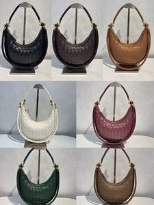 6032 # Fashion Lady Hobo-Taschen aus echtem Leder für Frauen Gewebte Halbmond-Umhängetaschen mit 2 Griffen Handtasche aus Guangzhou - Product Image 4