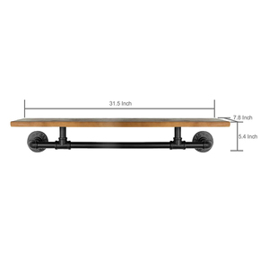 Étagère <span class=keywords><strong>murale</strong></span> de rangement pour vêtements en métal noir style industriel et bois brun, 31 pouces, pour l'ameublement de la maison - Product Image 4