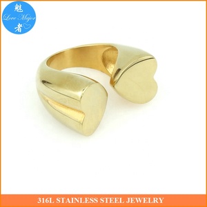 Bagues épaisses en acier inoxydable <span class=keywords><strong>pour</strong></span> femmes <span class=keywords><strong>Bague</strong></span> en forme de cœur épais Bagues empilables <span class=keywords><strong>pour</strong></span> femmes - Product Image 3