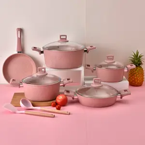 Các nhà máy trực tiếp cung cấp 16pcs Maifan đá không dính Cookware Set phổ bếp