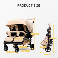 Poussette jumelle tout-terrain de luxe pour bébé Poussette double pliable pour les voyages et les promenades en ville