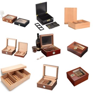 Humidor rectangular portátil de madera de cedro vintage para cigarros, caja de almacenamiento de madera para estuches de cigarros - Product Image 4