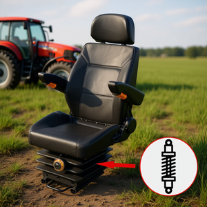 Asiento para Tractor D0100HEXCC7 Negro, Asiento con Suspensión para Maquinaria Agrícola - Product Image 2