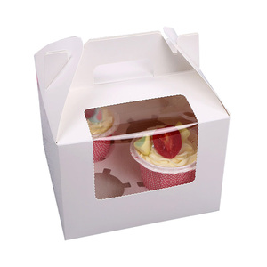 Mới đến cửa sổ màu trắng trong suốt bánh hộp nổi xử lý <span class=keywords><strong>2PC</strong></span> 4PC 8PC muffin cupcake Bao bì hộp giấy phụ kiện bánh ngọt - Product Image 1