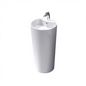 Lavabo a <span class=keywords><strong>colonna</strong></span> autoportante in pietra artificiale Doporro, design moderno e minimalista, per hotel e pensioni in Germania - Product Image 1