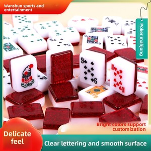 Poker Mahjong, Marca <span class=keywords><strong>de</strong></span> Moda, Malasia, Singapur, <span class=keywords><strong>Rummy</strong></span>, 2/4 Colores, Estilo Mahjong, Tacto Suave, Lavable con Agua, Grabado Nítido - Product Image 4