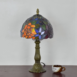 Dia20CM H36CM Tiffany Stained Glass Rose Bar Restaurant Bedroom Bedside Small <strong>Table</strong> Lamp American <strong>Dressing</strong> <strong>Table</strong> <strong>Lighting</strong> - Product Image 5