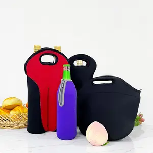 Benutzer definiertes Logo Wasserdichter wärme isolierter Neopren-Becher hülsen deckel Neopren-Weinflaschen kühler für Picknick