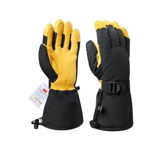 Winter Cold-Proof <b>Thermal</b> Black and Yellow Color Mitten-Snowboarding Long-Sleeve Water-Resistant Windproof Breathable Ski <b>Gloves</b> - Product Image 1