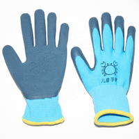 Gants de sécurité pour jeunes SUNCEND personnalisables en gros, haute qualité, 13 jauges, polyester, mousse bleue, paume enduite de latex, doublure bleue