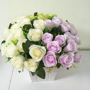 Ramo de flores aritificiales, 18 cabezas de rosas de seda con Sterms, flores artificiales para ramos de novia, flor central de boda - Product Image 1