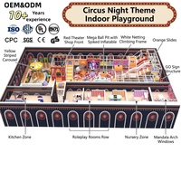 Equipo de juegos interior directo de fábrica: Temática Noche de Circo, Carrusel a rayas, Piscina de bolas, Red de seguridad, Cuarto de juegos de rol para niños