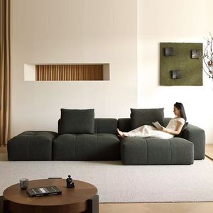 Sofá Pixel de Alta Gama en Tela Negra de Lino y Algodón, Estilo Italiano Minimalista, Modular, Moderno, para Sala de Estar, Sofá Esquinero - Product Image 1