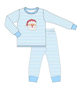 Conjunto de Pijamas a Rayas de Manga Larga para Hermanos, Ropa de Dormir con Apliques de Santa Claus para Niños - Product Image 3