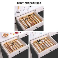 Organisateur de diviseur de tiroir de cuisine extensible en bambou pour la cuisine
