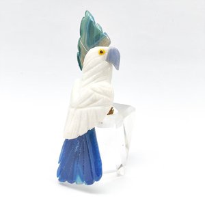 Agate bleue dentelle/Calcite blanche/Agate bleue/Amythyste Taille L Sculpture de perroquet BJ2642 - Product Image 1