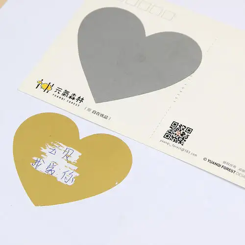 Confezione personalizzata Color oro argento gratta e vinci etichette adesive gratta e vinci adesivi per gratta e vinci adesivi per graffi a cuore