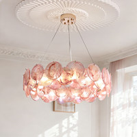 Lustre en verre et fer forgé de style français vintage, rose, lampe romantique Murano, éclairage LED haut de gamme pour salle à manger