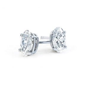 Custom Certified Minimalist Design Fine 925 Silver Oval Cut VVS Moissanite Claw Set <b>Gold</b> Plated <b>Stud</b> <b>Earrings</b> for Women & Men - Product Image 3