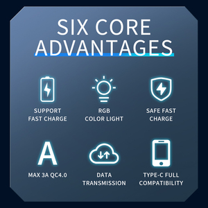 <span class=keywords><strong>Cable</strong></span> <span class=keywords><strong>de</strong></span> Carga Rápida USB a Tipo-C QC 3.0 con Luz LED Ambiental, <span class=keywords><strong>Cable</strong></span> <span class=keywords><strong>de</strong></span> Datos <span class=keywords><strong>de</strong></span> Carga Rápida <span class=keywords><strong>de</strong></span> Calidad 3A con Trenzado Resistente - Product Image 6