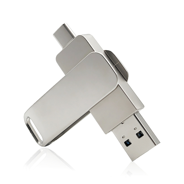 Type-C 2.0/3.0 Metal USB Flash Drive 16GB-128GB 2-in-1 USB Stick Free Laser Engraving Gift OTG Thumb Drive