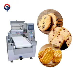 Máquina industrial de fazer biscoitos com sistema de controle avançado, biscoitos de chocolate e chips