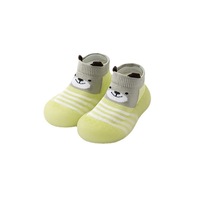 Chaussures chaussettes pour bébés et tout-petits, imprimés animaux de dessin animé, dessus en coton, printemps automne, fines, anti-dérapantes, anti-choc, semelle souple