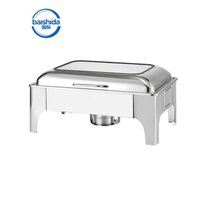 Chauffe-Plat Professionnel 9L en Acier Inoxydable, Réchaud de Buffet Argenté, Chauffage à l'Alcool, Conception Anti-Blocage, Couvercle Transparent, Base Pliante