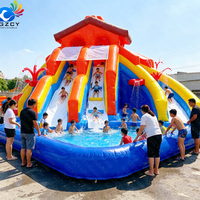 Toboggan aquatique gonflable à double piste avec piscine, en PVC, pour usage résidentiel et scolaire, extérieur/intérieur