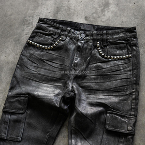 Jeans da <span class=keywords><strong>Uomo</strong></span> Vintage <span class=keywords><strong>Skinny</strong></span> in Denim Svasato Cerato Personalizzato 100% Cotone - Produttore - Product Image 4