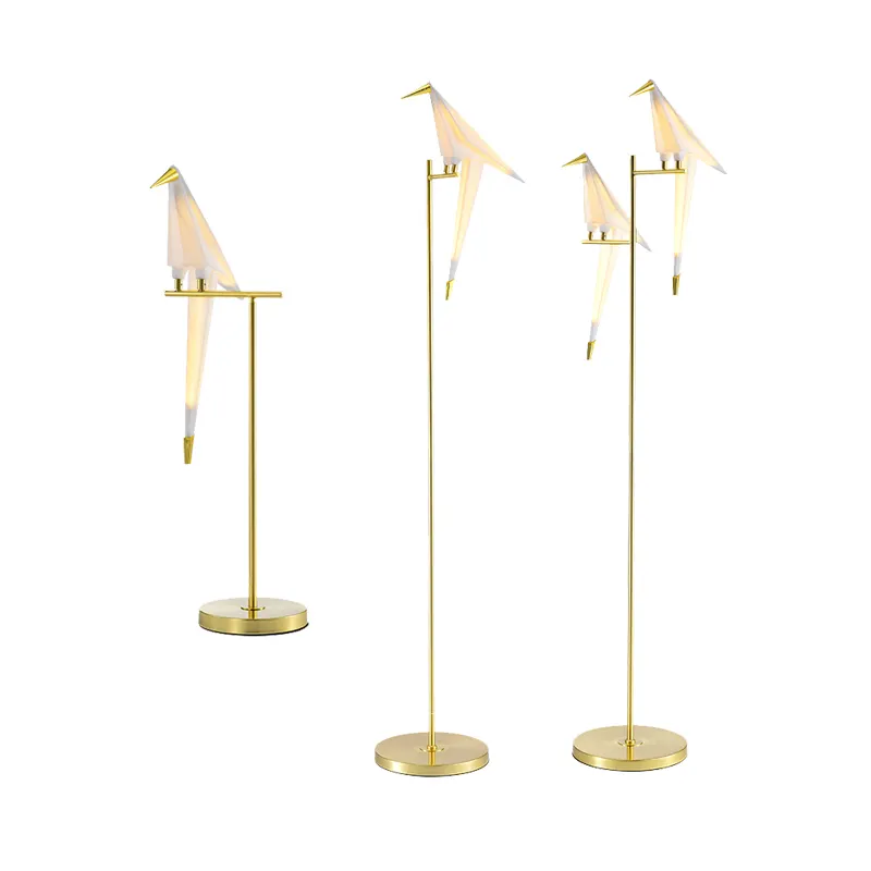 Nordic Led Vogel Papier Vloerlamp Origami Lamp Moderne Goud Warm Led Papieren Vogels Staande Tafel Slaapkamer Woonkamer Vloer licht