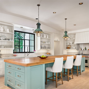 Custom Design Kitchen <strong>Cabinet</strong> Farmhouse Oak Wood Stained Shaker L Shape Kitchen <strong>Cabinet</strong> with Island - Product Image 4