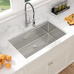 Lavello da Cucina in Acciaio Inox 304 Spazzolato, Sottotop, <span class=keywords><strong>a</strong></span> Gradino, Fatto <span class=keywords><strong>a</strong></span> Mano, Moderno - Product Image 3
