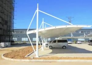 Abri de stationnement extérieur à structure membranaire avec matériaux PVC et acier, borne de recharge <span class=keywords><strong>pour</strong></span> véhicules électriques et auvent d'usine - Product Image 6