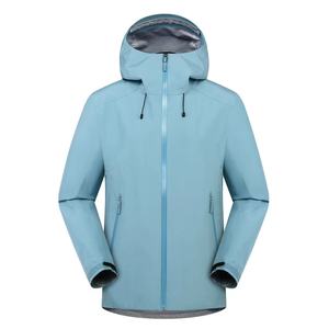 <span class=keywords><strong>Veste</strong></span> d'extérieur en tissu enduit imperméable à capuche rigide avec fermeture à glissière coupe-vent respirant col montant pour la randonnée Trekking - Product Image 3